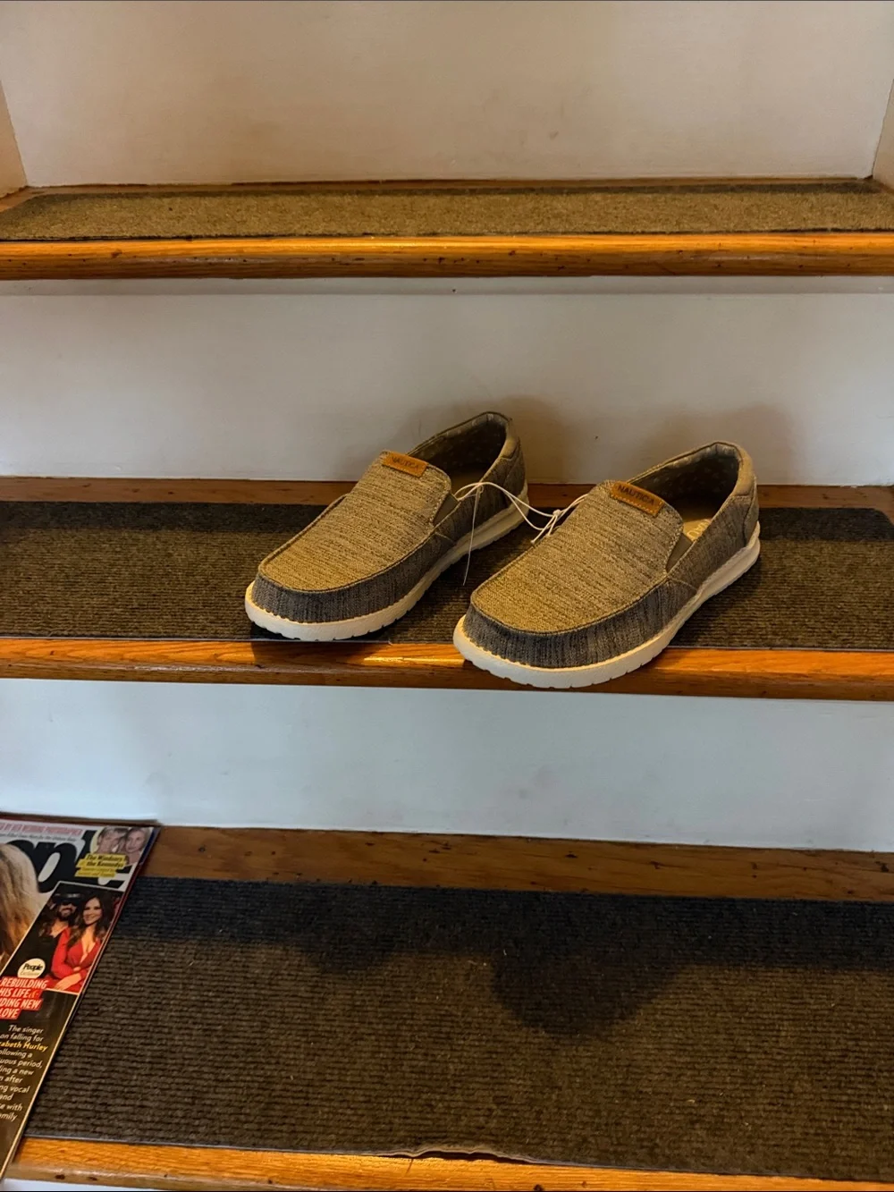 Nautica Men's Slip-On Loafers in Gray and White